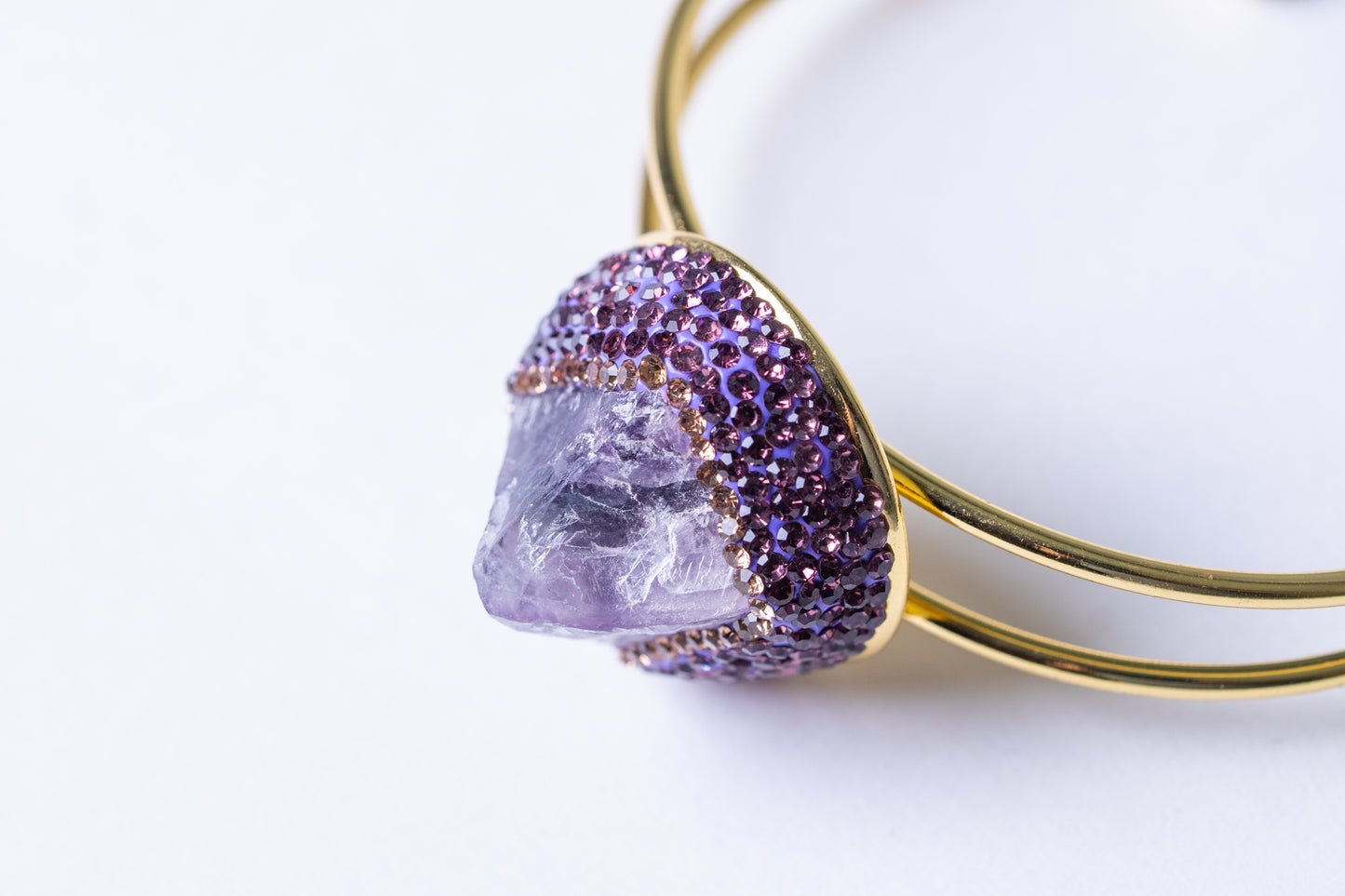 Raw Amethyst & American Diamonds Zirconia Bracelet