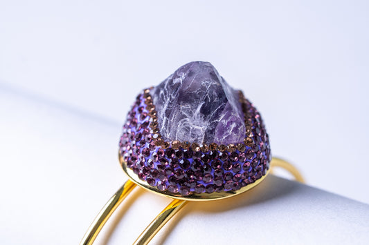 Raw Amethyst & American Diamonds Zirconia Bracelet