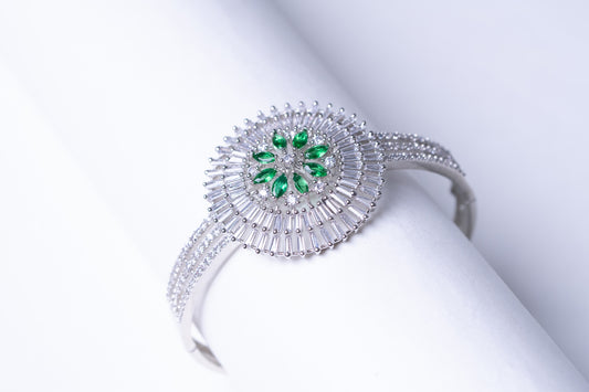 Green Tourmaline & White American Diamonds Zirconia Bracelet