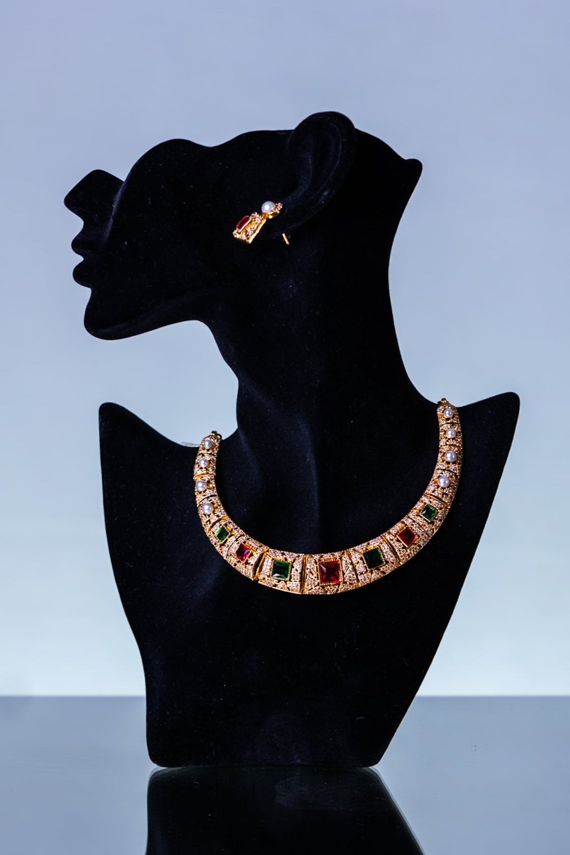 Arabian Multi Color Gold Plated Necklace with Earrings