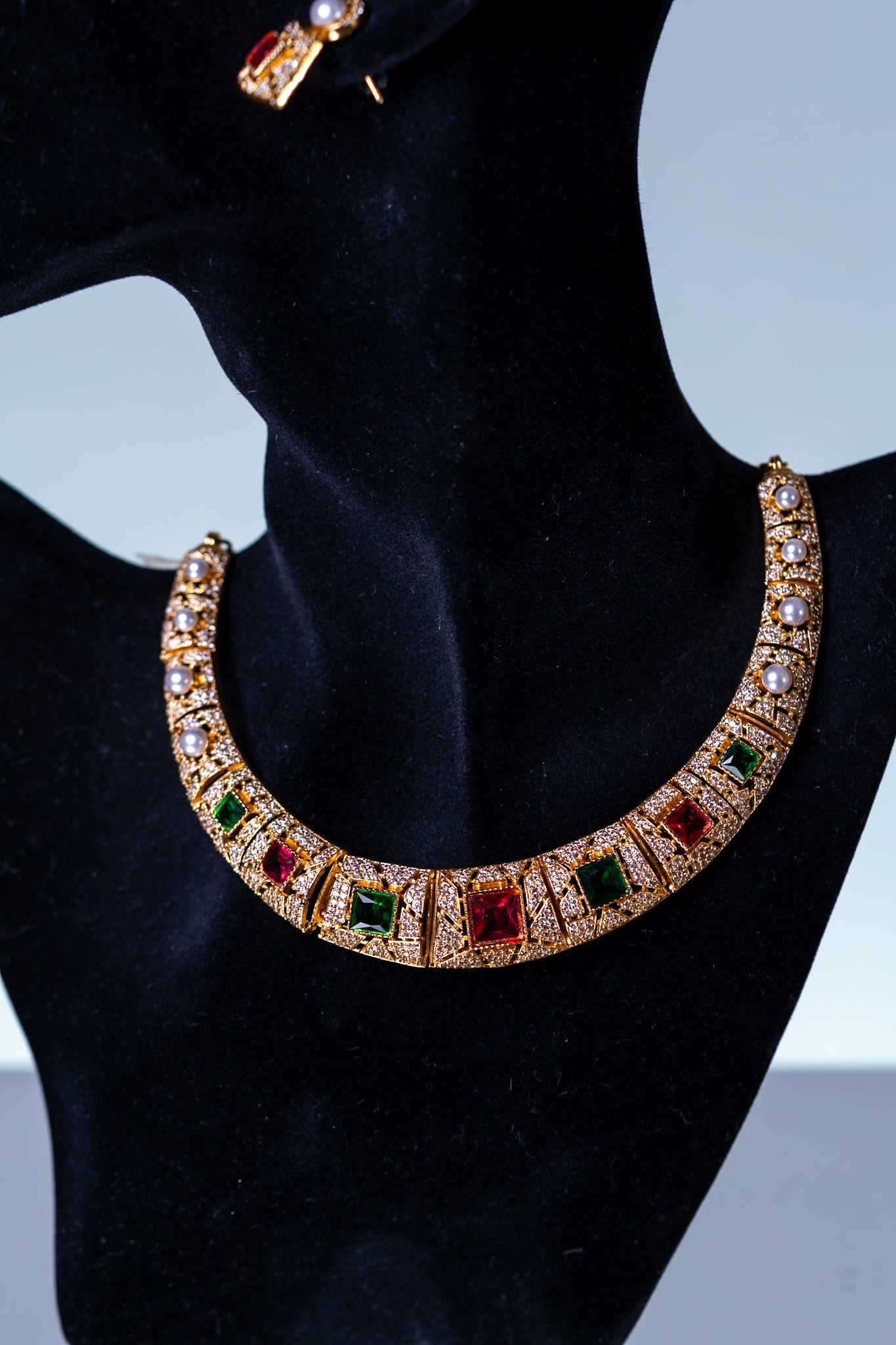 Arabian Multi Color Gold Plated Necklace with Earrings