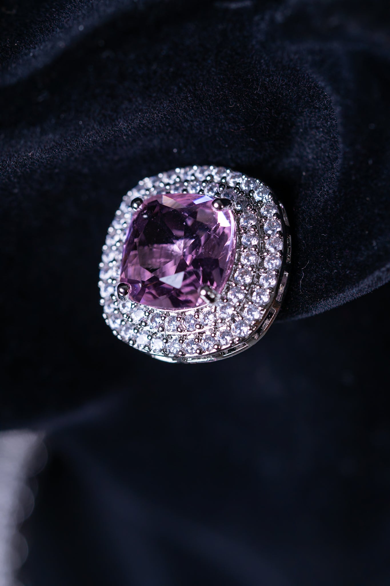 Pink Sapphire and CZ Choker with Stud Earrings