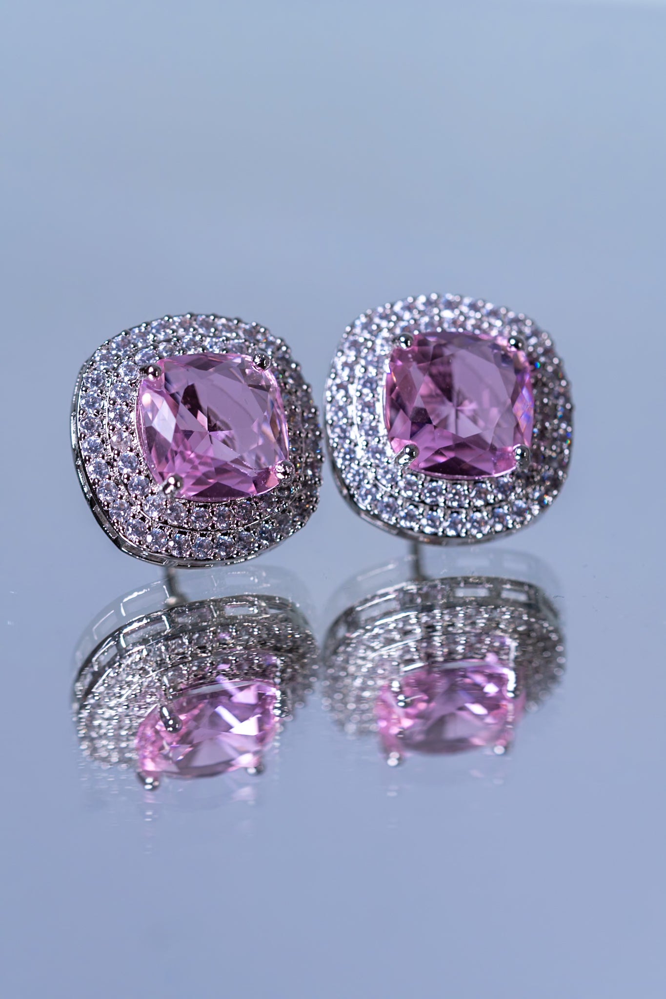 Pink Sapphire and CZ Choker with Stud Earrings