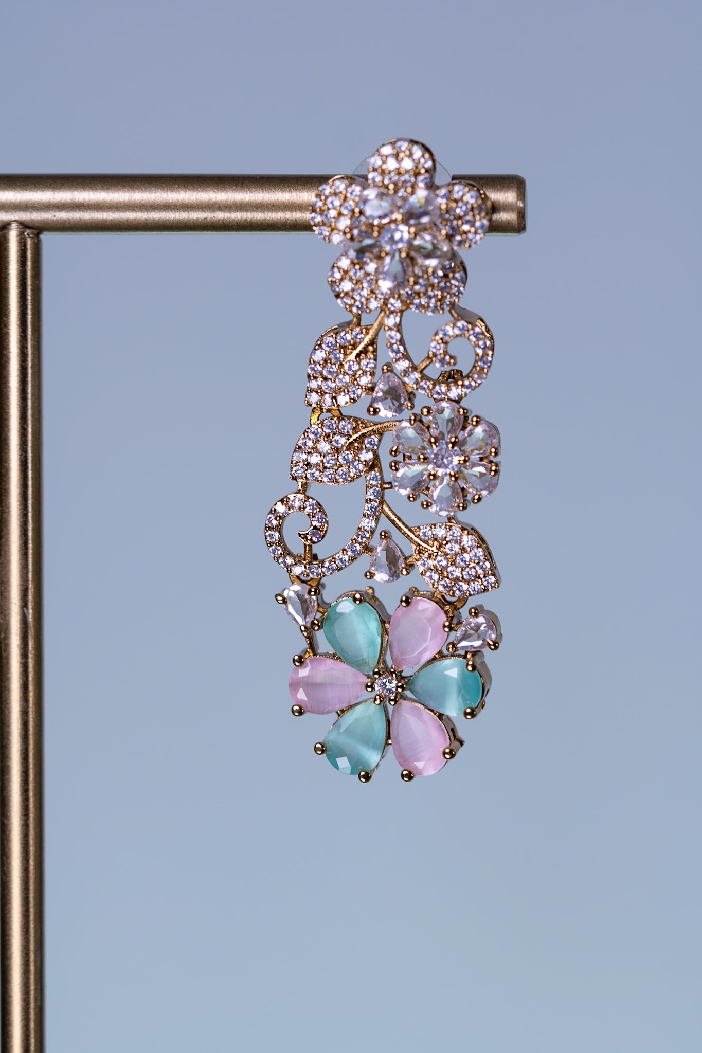 Italian Floral Riviera Necklace Multi-color with long Earrings