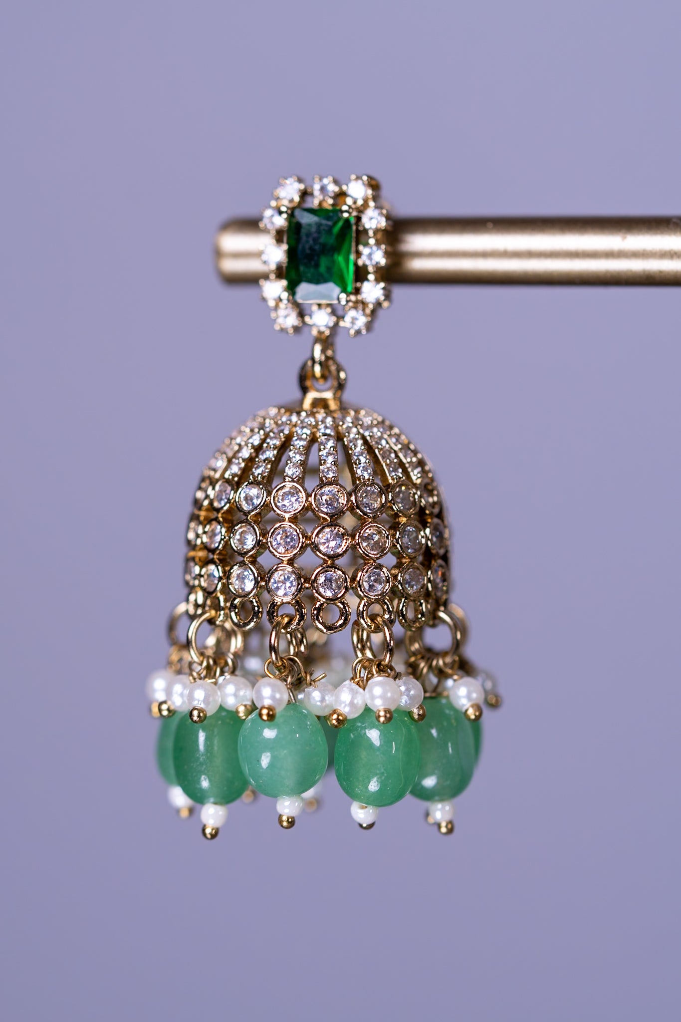 Indian Coral Stone Necklace Set with Jhumka Earrings