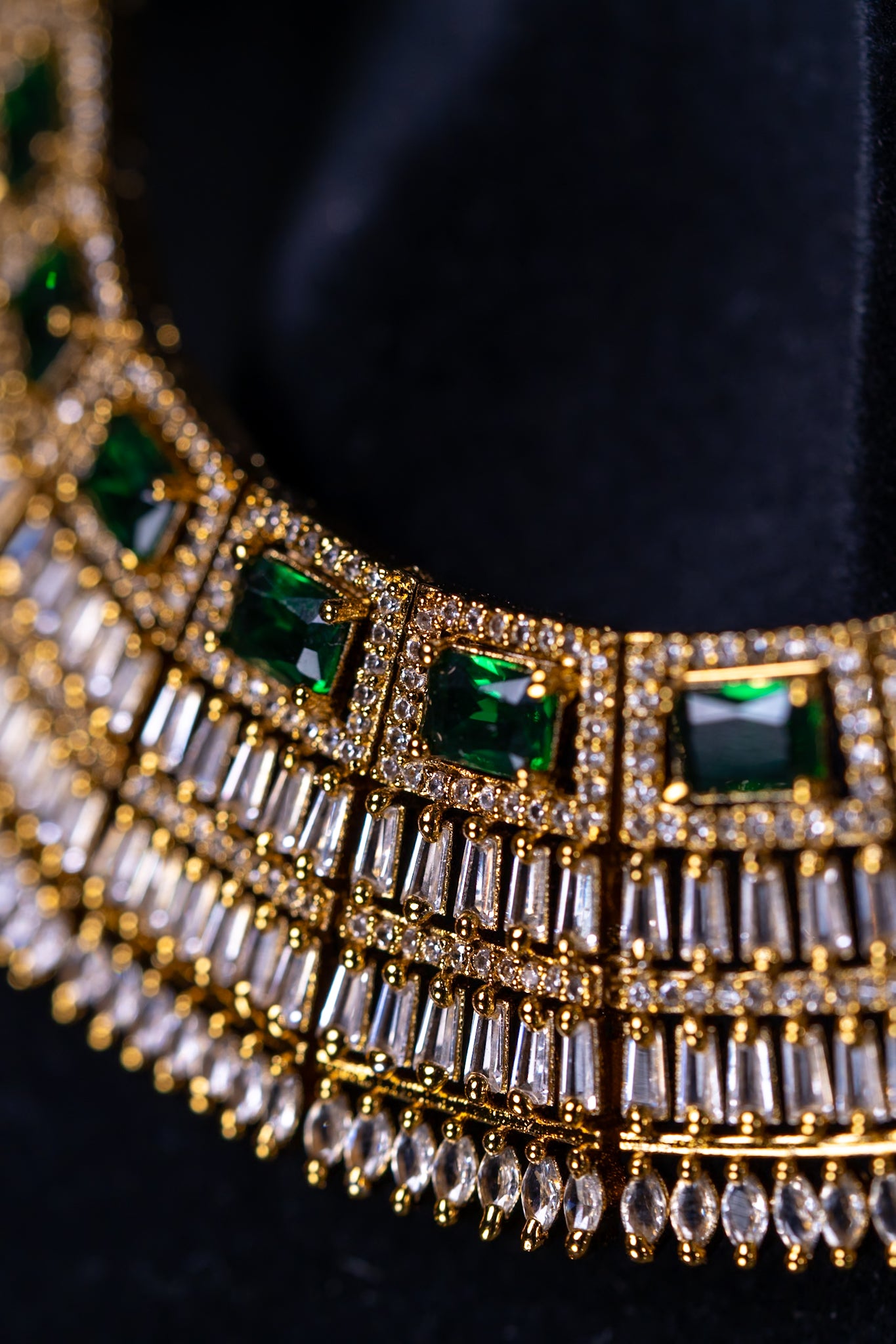 Egyptian Riveria Green Emarald with 18KT Gold Plated Necklace set with Earrings
