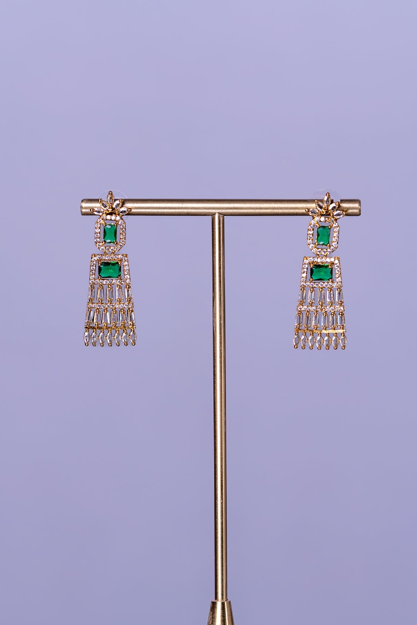 Egyptian Riveria Green Emarald with 18KT Gold Plated Necklace set with Earrings