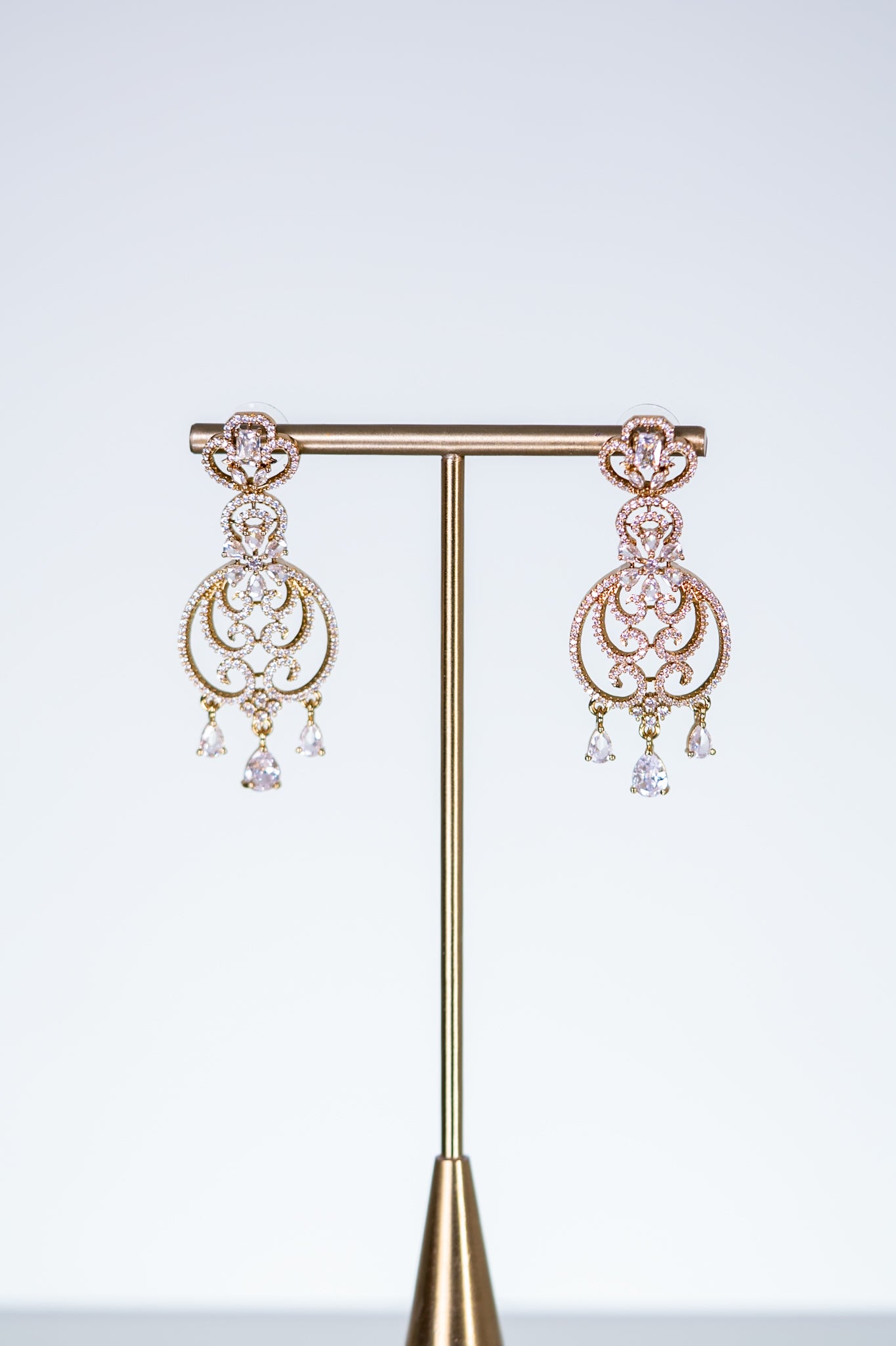 18KT Gold Plated studded CZ Stones Necklace with Earrings