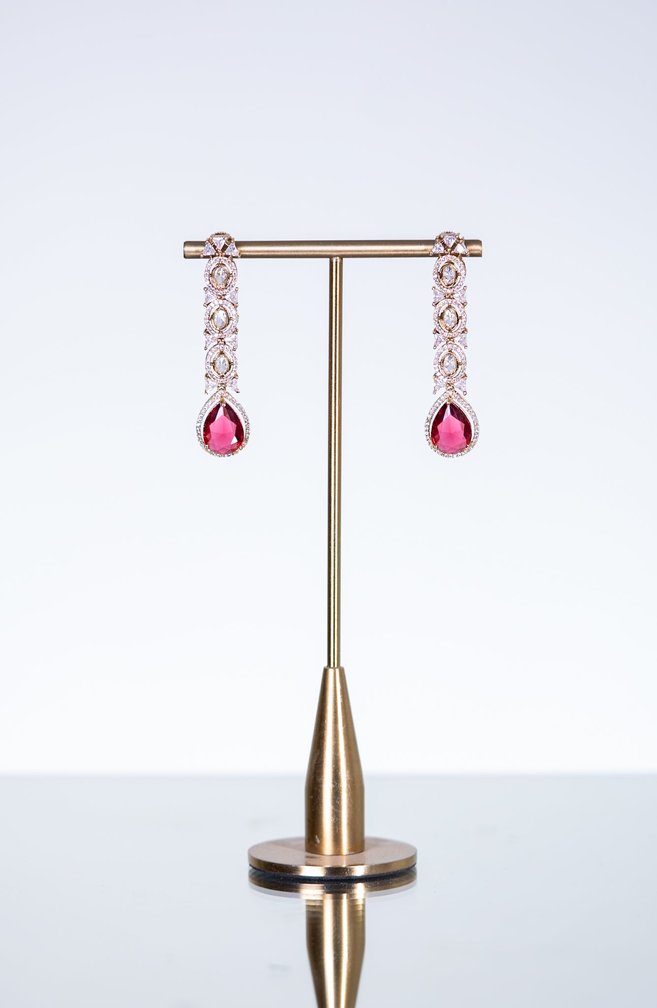 Royal Ruby Double Layer Necklace with Earrings