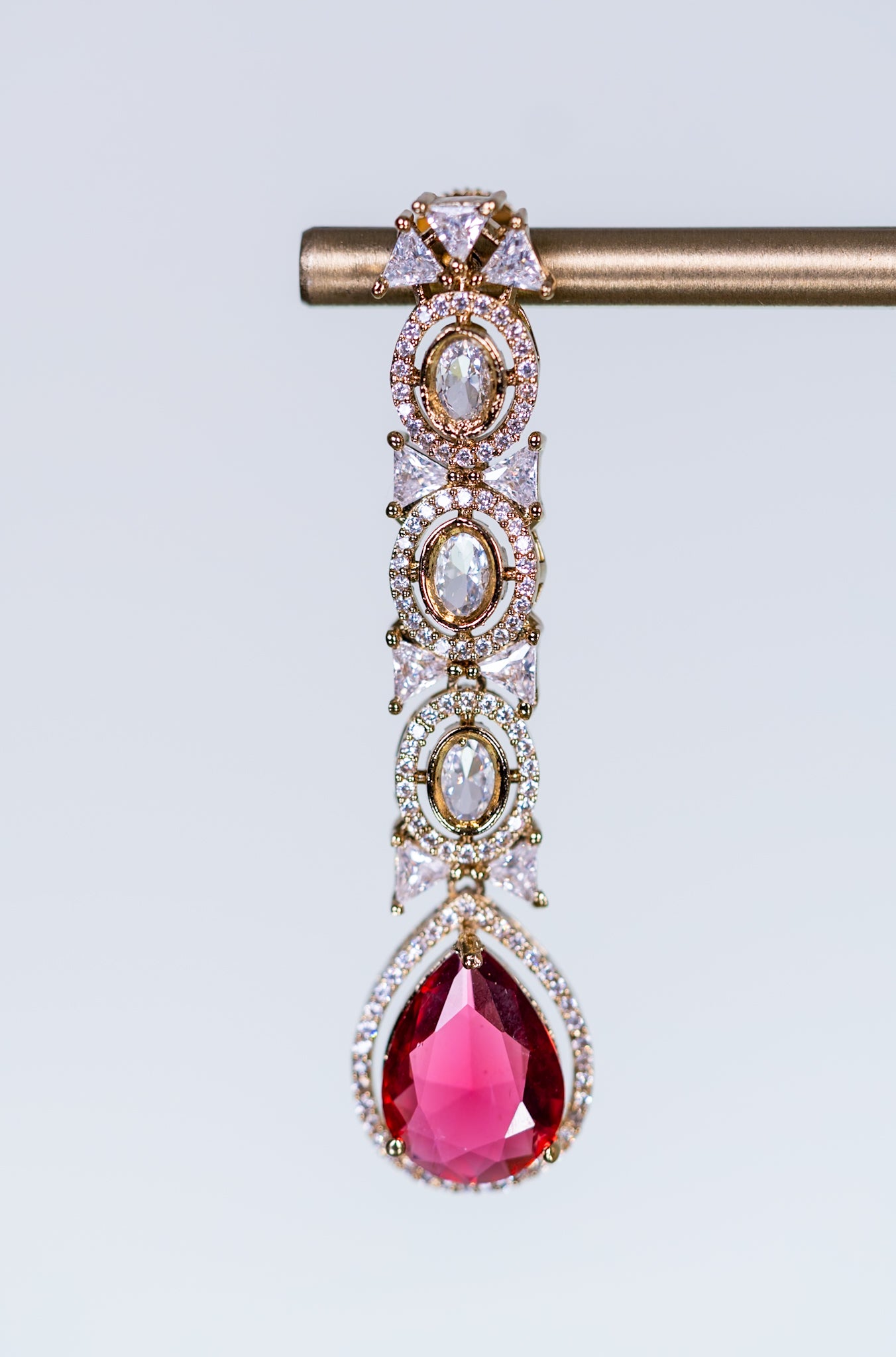 Royal Ruby Double Layer Necklace with Earrings