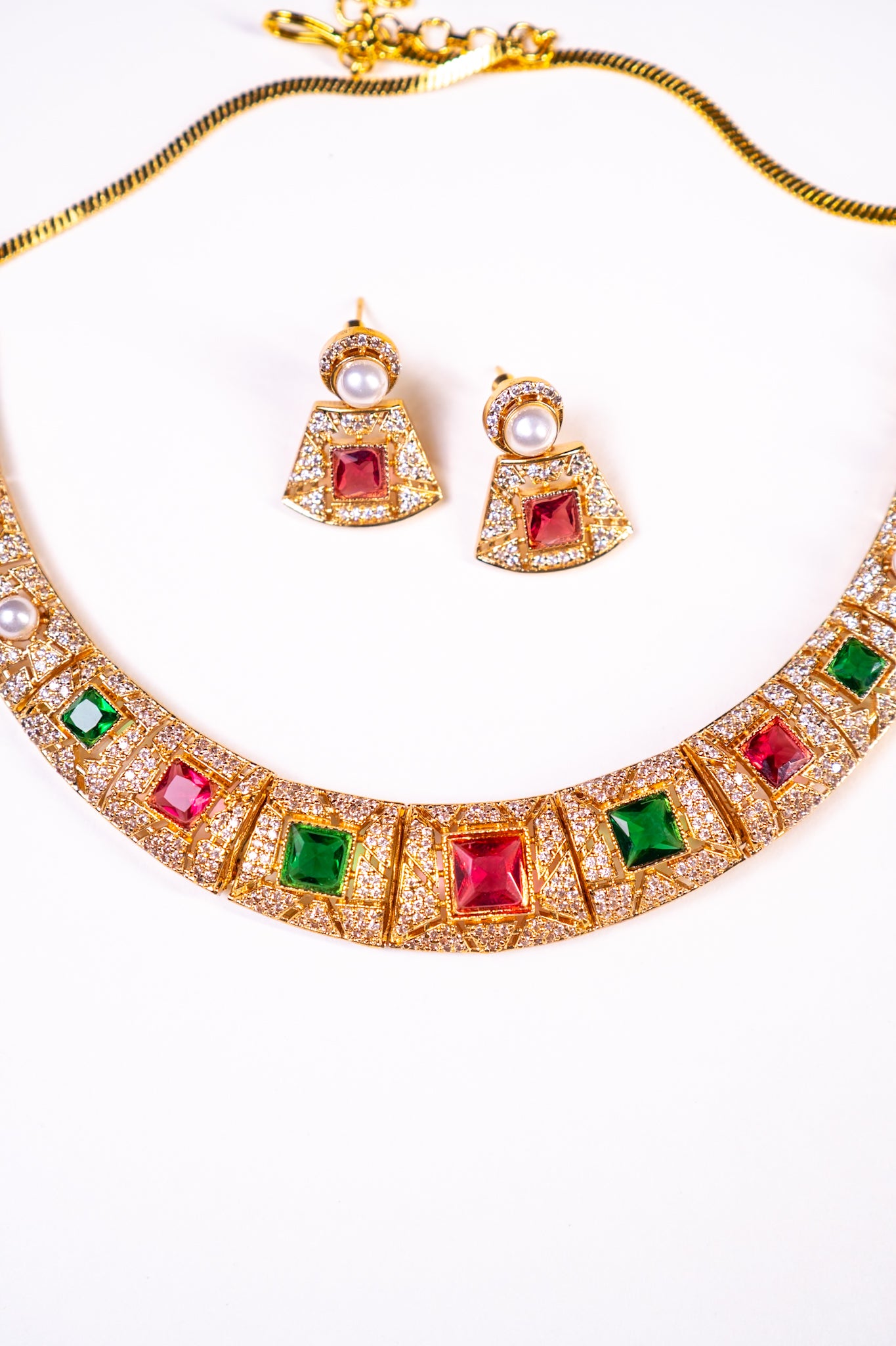 Arabian Multi Color Gold Plated Necklace with Earrings