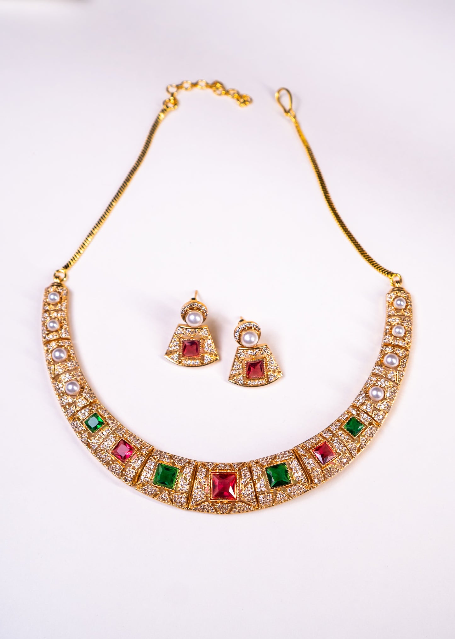 Arabian Multi Color Gold Plated Necklace with Earrings