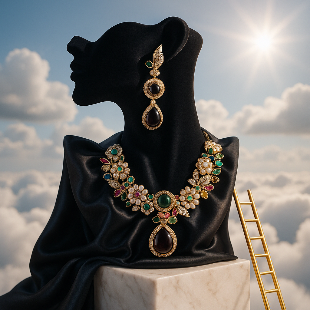 Mexican Navratan Multi-Color Natural Gemstones Floral Designer Necklace