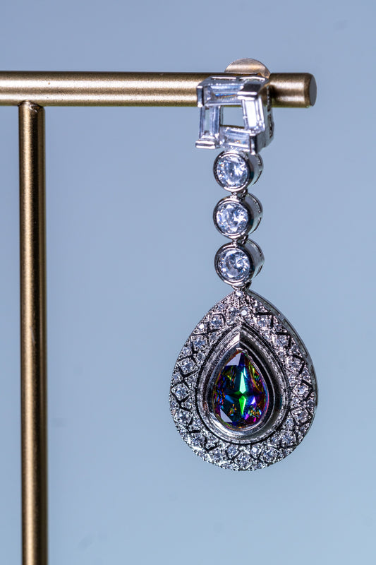 Roman Nano American Diamonds with Multi-Color Rhinestone Pendant Necklace