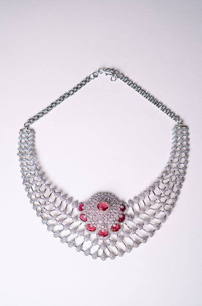 American Diamonds Red Crystal Gem Necklace