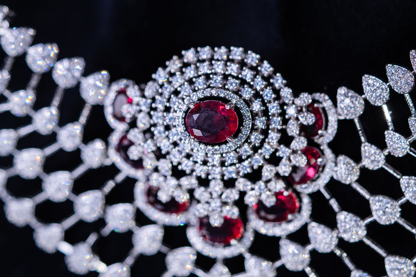 American Diamonds Red Crystal Gem Necklace