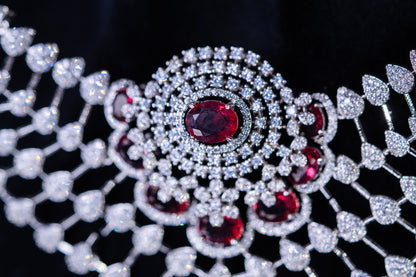 American Diamonds Red Crystal Gem Necklace