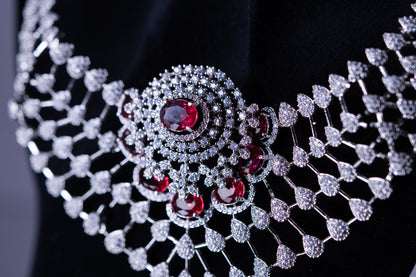 American Diamonds Red Crystal Gem Necklace