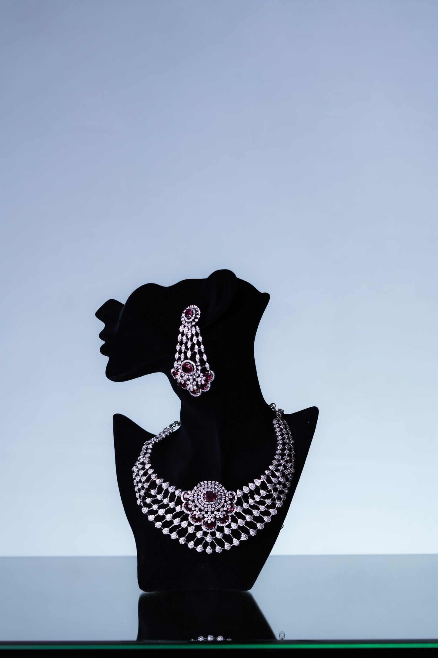 American Diamonds Red Crystal Gem Necklace
