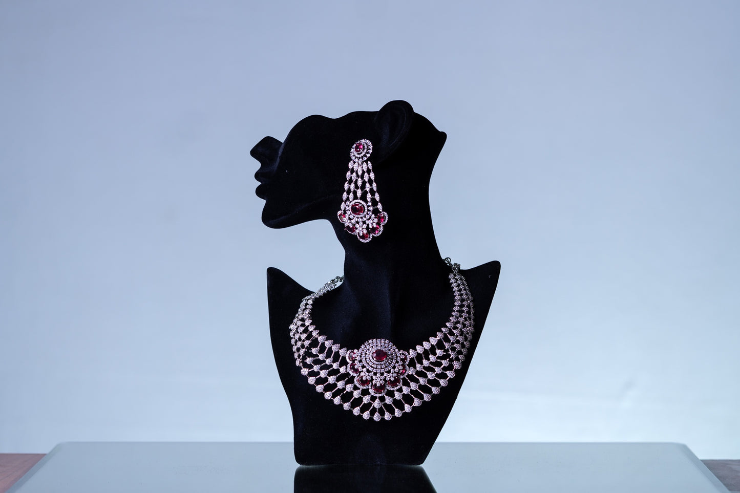 American Diamonds Red Crystal Gem Necklace