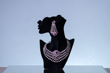 American Diamonds Red Crystal Gem Necklace
