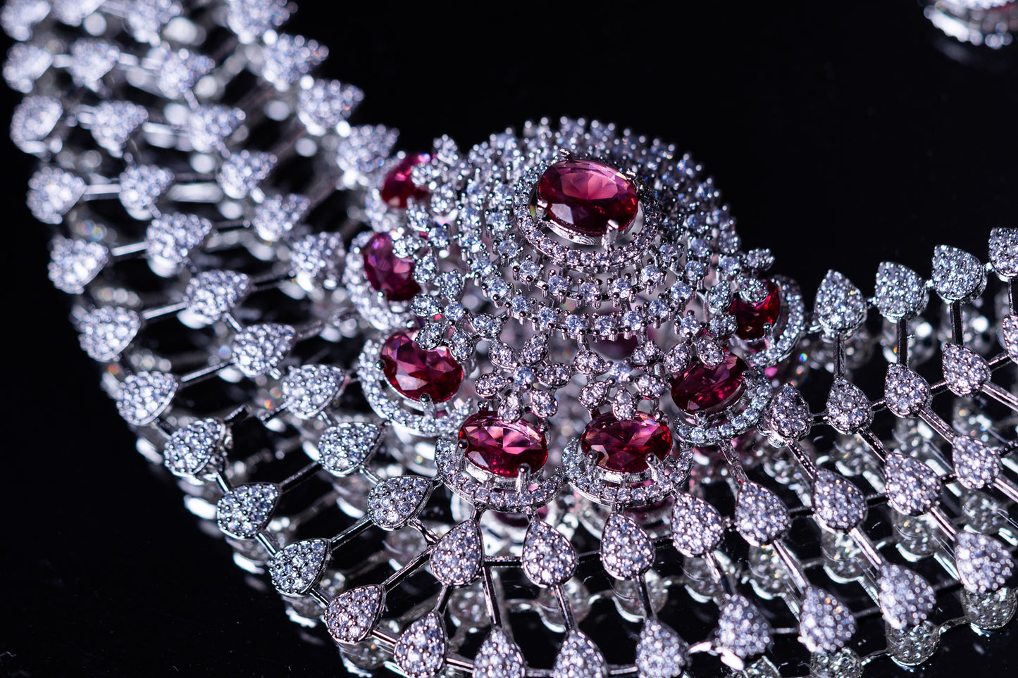 American Diamonds Red Crystal Gem Necklace
