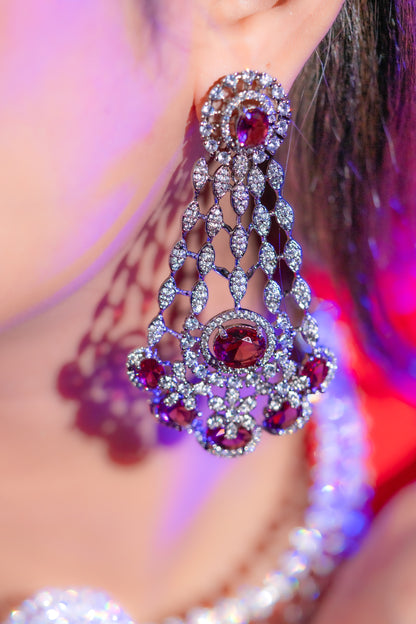 American Diamonds Red Crystal Gem Necklace