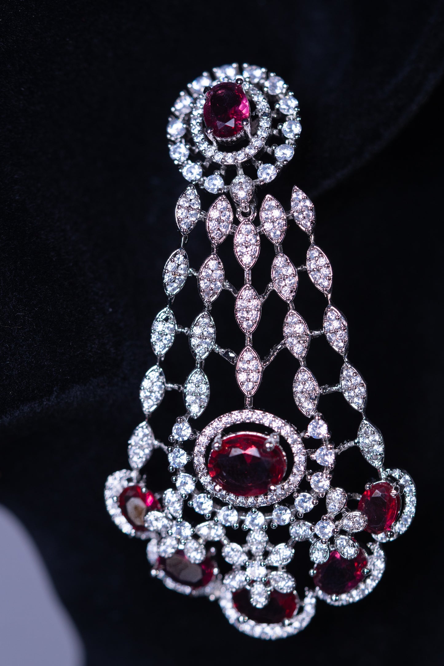 American Diamonds Red Crystal Gem Necklace