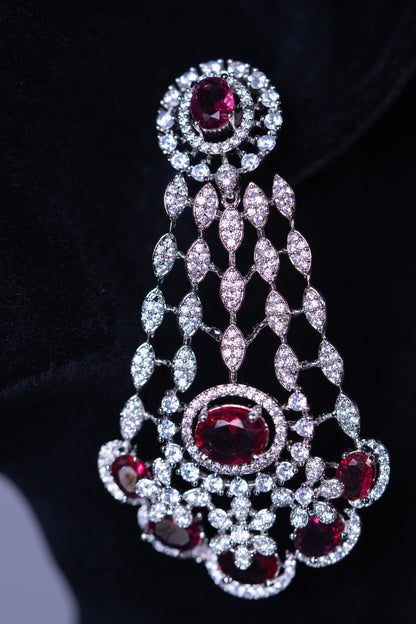 American Diamonds Red Crystal Gem Necklace