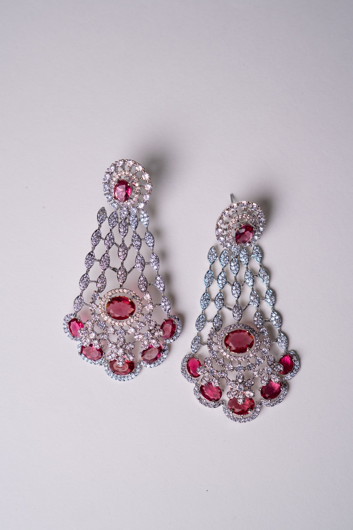American Diamonds Red Crystal Gem Necklace