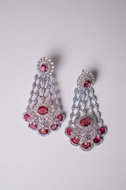 American Diamonds Red Crystal Gem Necklace