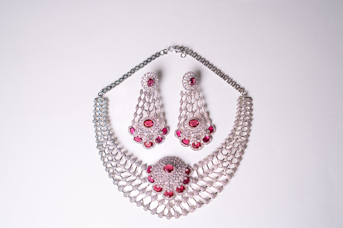 American Diamonds Red Crystal Gem Necklace