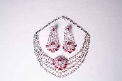 American Diamonds Red Crystal Gem Necklace