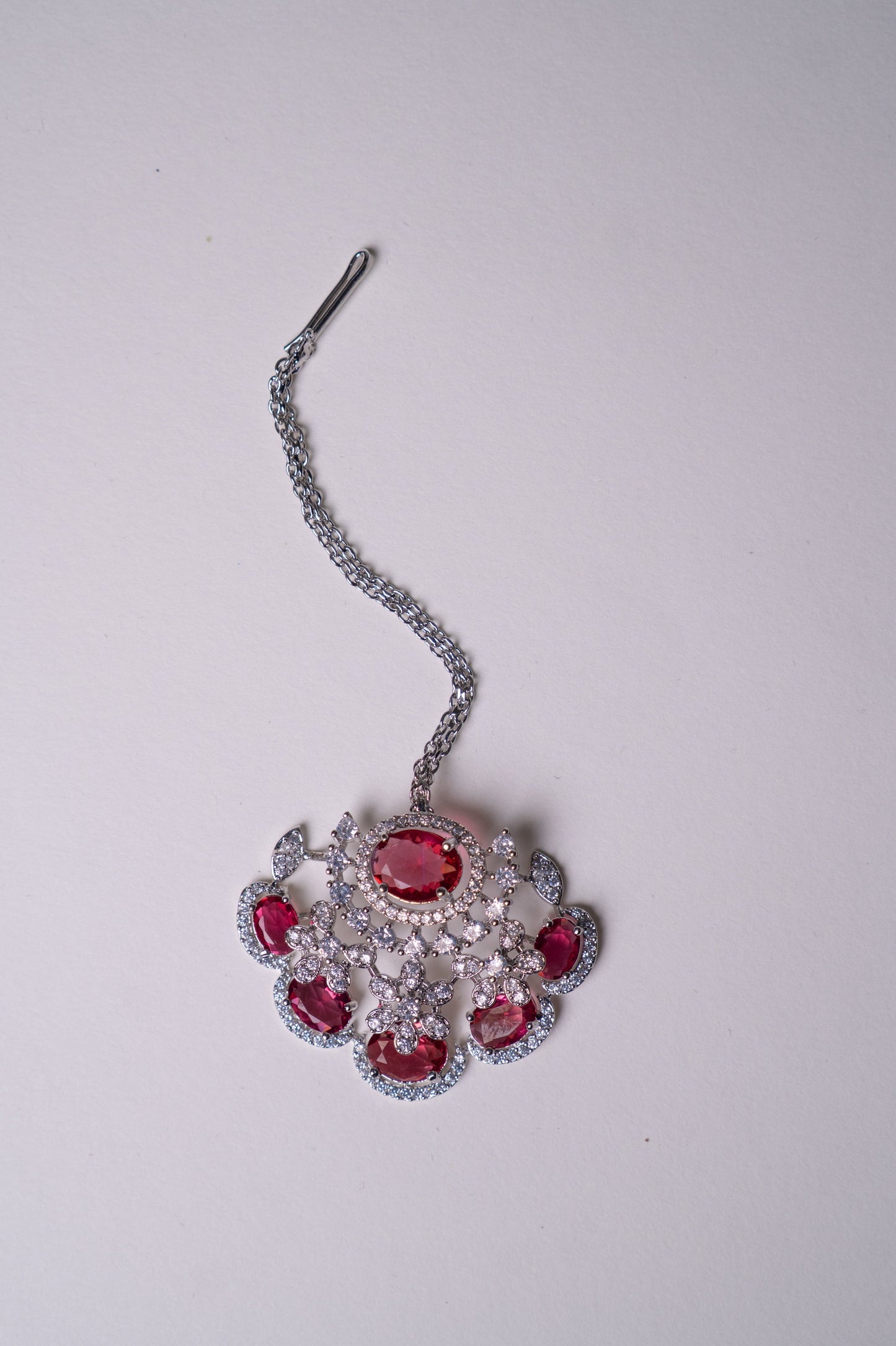 American Diamonds Red Crystal Gem Necklace