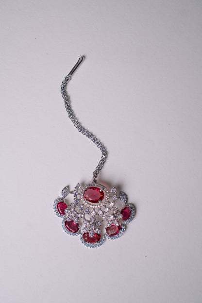 American Diamonds Red Crystal Gem Necklace