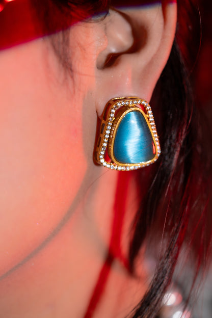 Real Pearl with Blue Enamel Crystal and Polki Moissanite Necklace