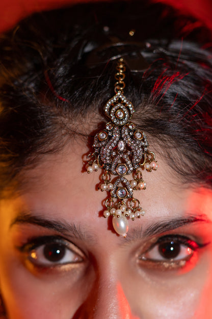 Indian Bridal Moissanite Polki with American Diamonds and Real Pearls Designer Necklace