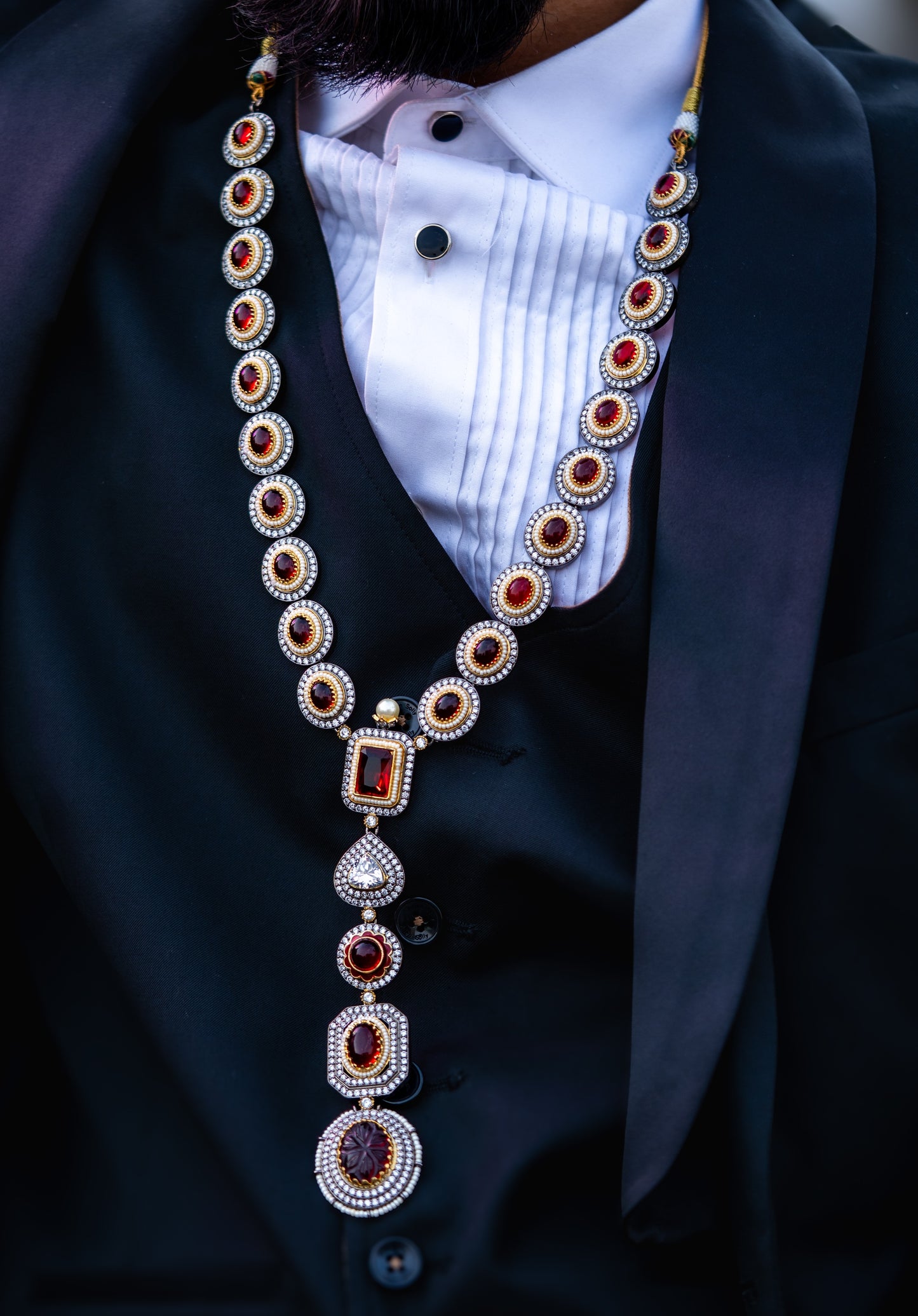 Royal Ruby Stones and American Diamonds Zirconia Designer Necklace