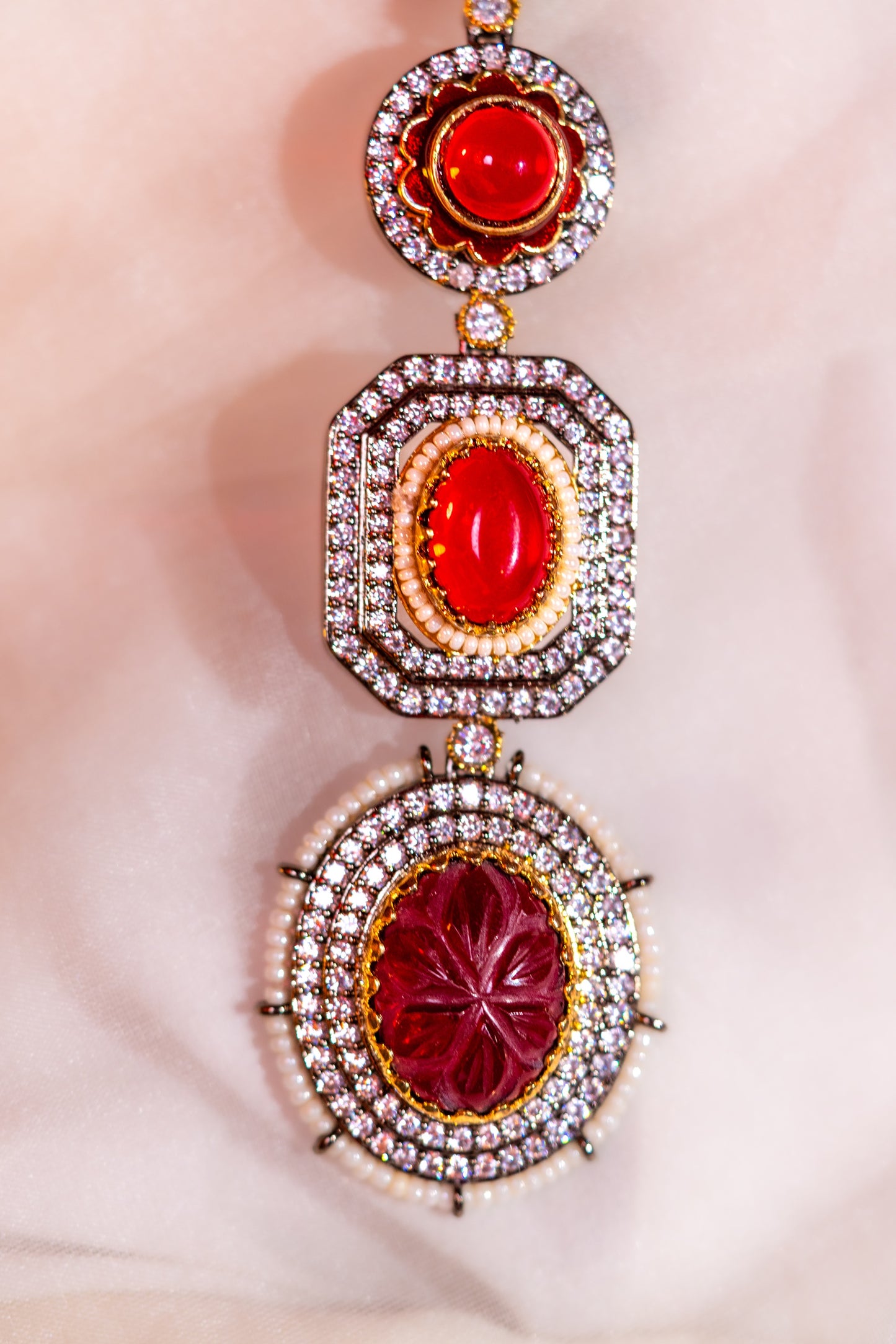 Royal Ruby Stones and American Diamonds Zirconia Designer Necklace