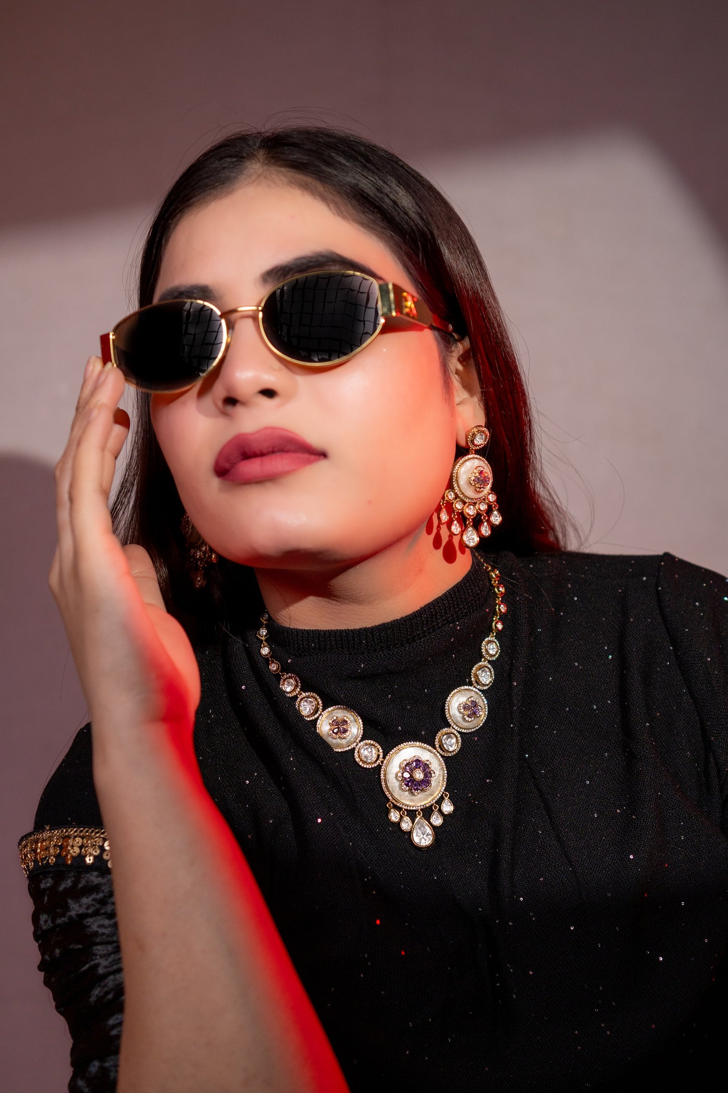 Pure Mother of Pearl and Polki Kundan Necklace