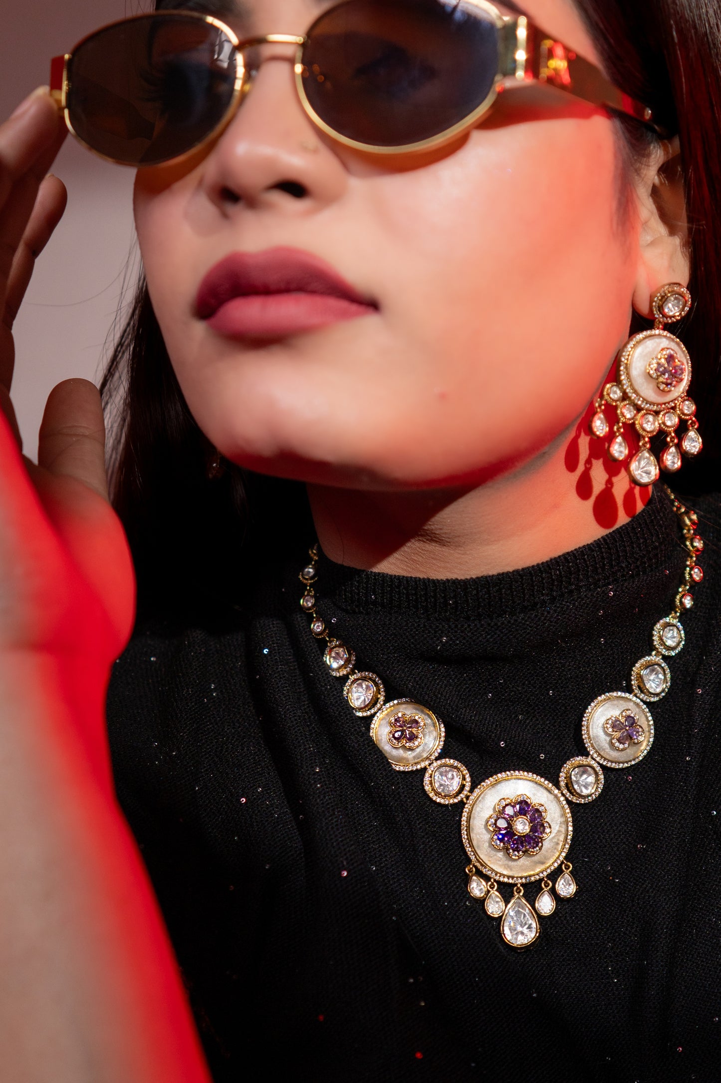 Pure Mother of Pearl and Polki Kundan Necklace
