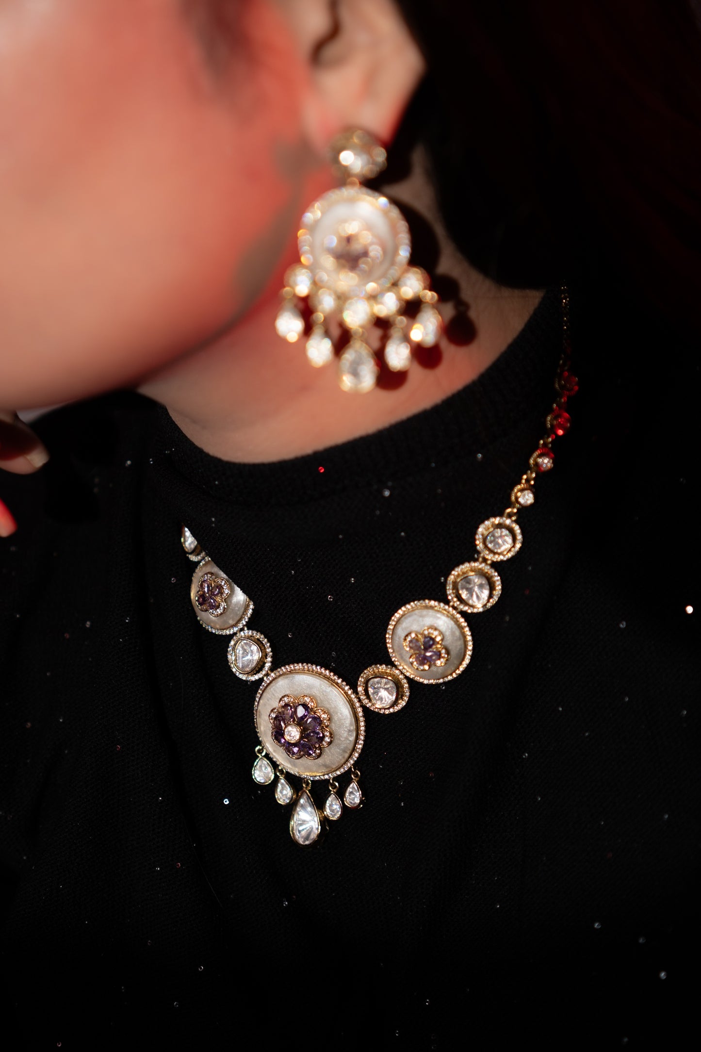 Pure Mother of Pearl and Polki Kundan Necklace