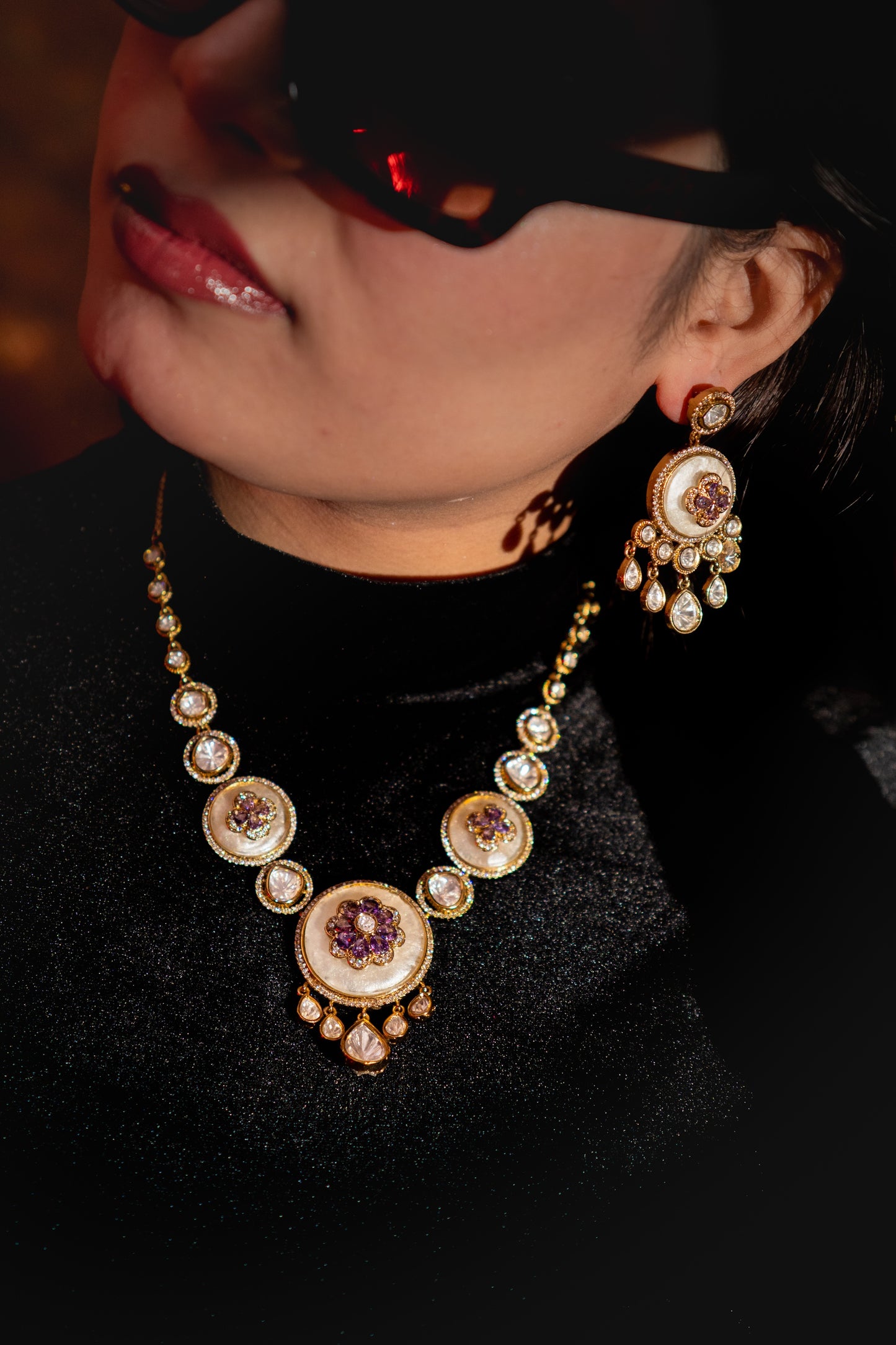 Pure Mother of Pearl and Polki Kundan Necklace