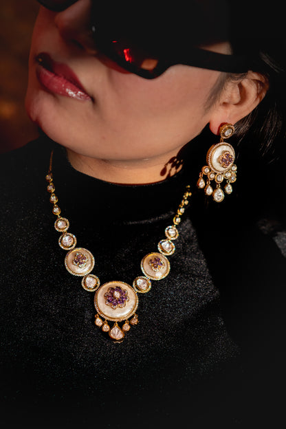 Pure Mother of Pearl and Polki Kundan Necklace