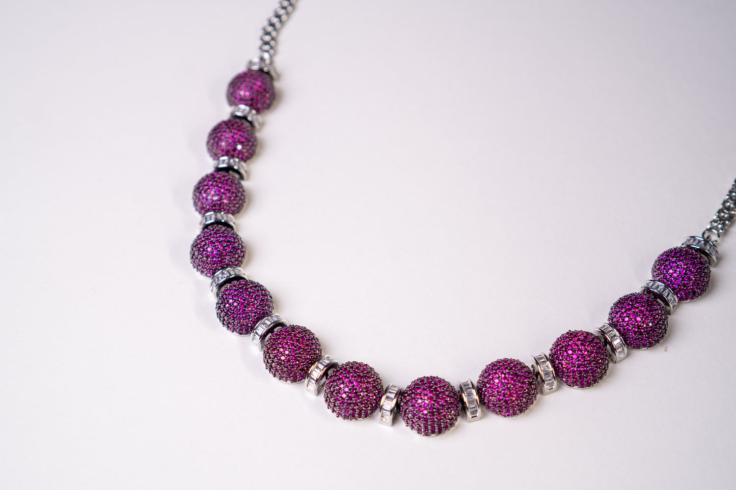 Italian Pink American Diamonds Zirconia Stones Necklace