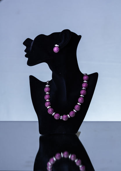 Italian Pink American Diamonds Zirconia Stones Necklace