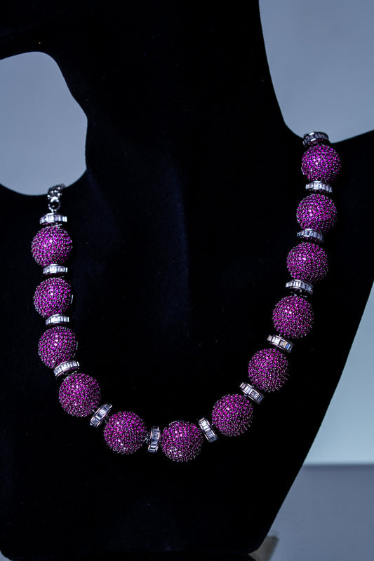 Italian Pink American Diamonds Zirconia Stones Necklace