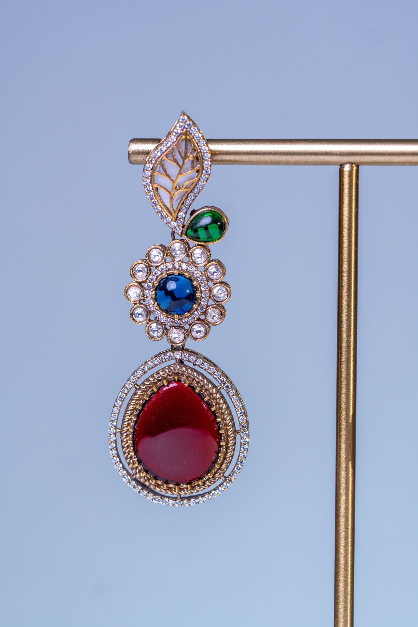 Mexican Navratan Multi-Color Natural Gemstones Floral Designer Necklace
