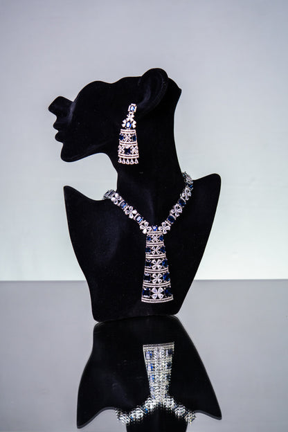Premium Blue American Diamond Zirconia Necklace
