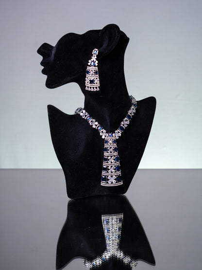 Premium Blue American Diamond Zirconia Necklace